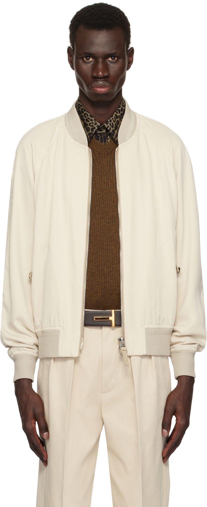 Куртка бомбер Tom Ford TOM FORD Fluid Gabardine Bomber Jacket бежевий | OBS046-FMT049S25