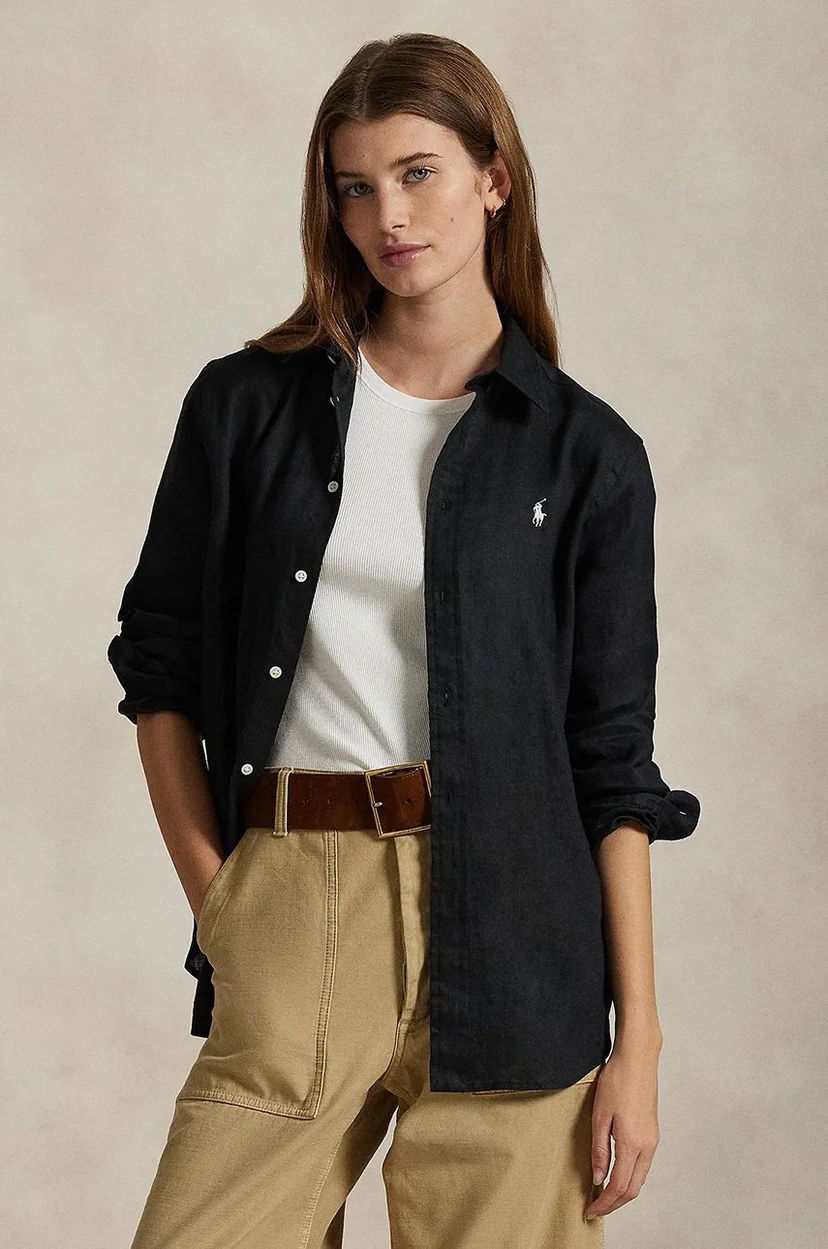 Сорочка Polo by Ralph Lauren Polo Ralph Lauren Linen Shirt, Regular Fit, Classic Collar чорний | 211970730
