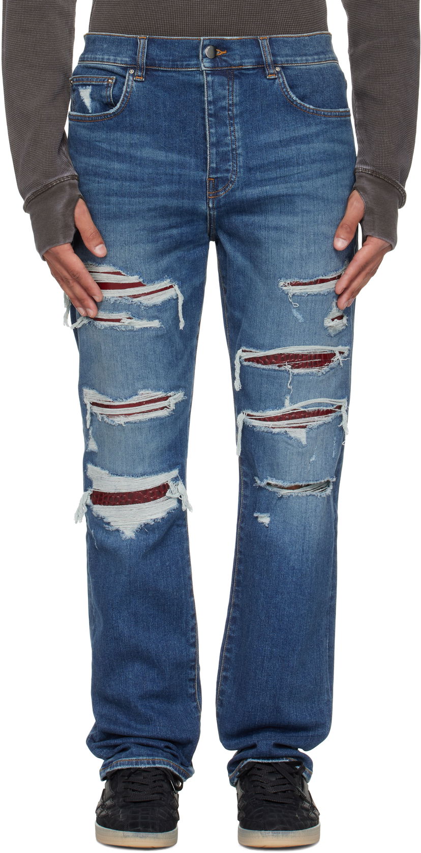 Джинси AMIRI AMIRI Croc Slim Thrasher Jeans Синій | AMDNSM1023