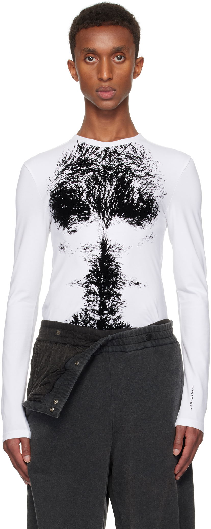 Футболка Y/PROJECT Long Sleeve T-shirt Chest Print білий | 204TO007