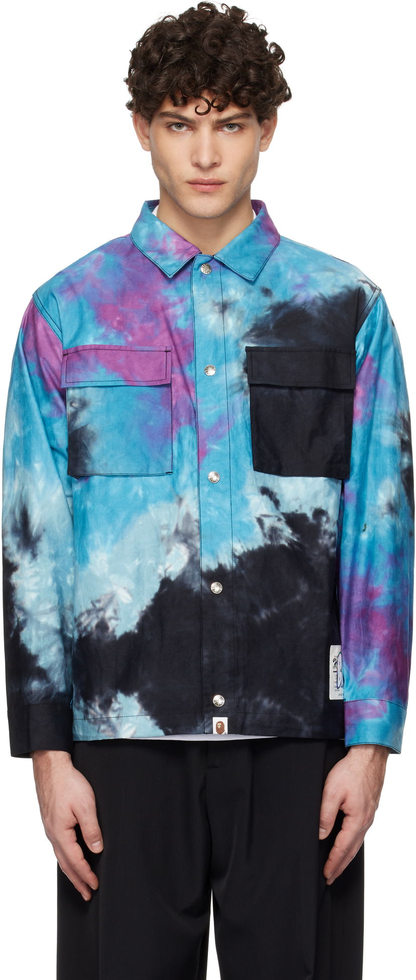 Сорочка BAPE Tie Dye Relaxed Fit Shirt Синій | 001SHK801005M