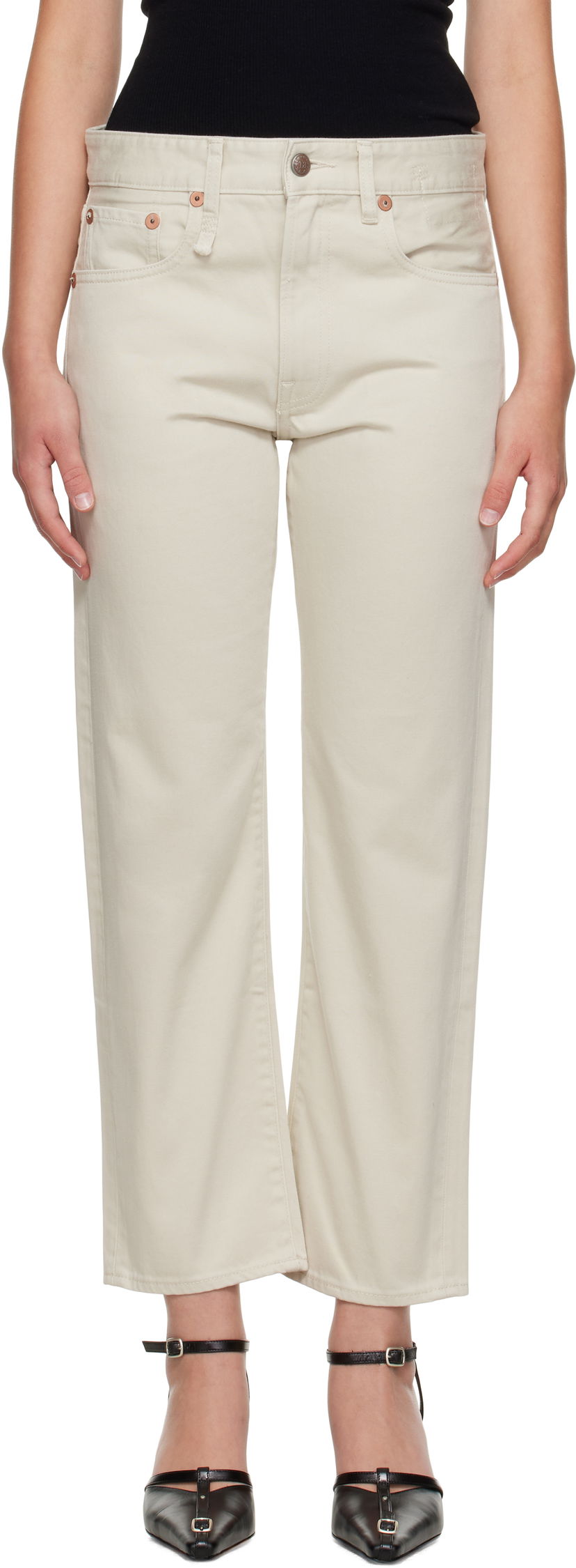 Джинси R13 R13 Romeo Straight-Leg Jeans бежевий | R13WD103-D338A