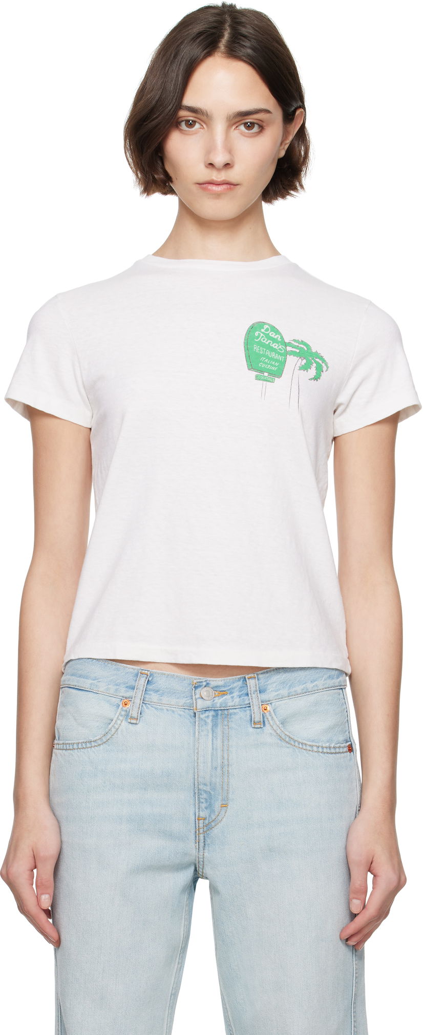 Футболка RE/DONE Re/Done Classic 'Dan Tana's' Sign T-Shirt білий | 024-02WCGT337