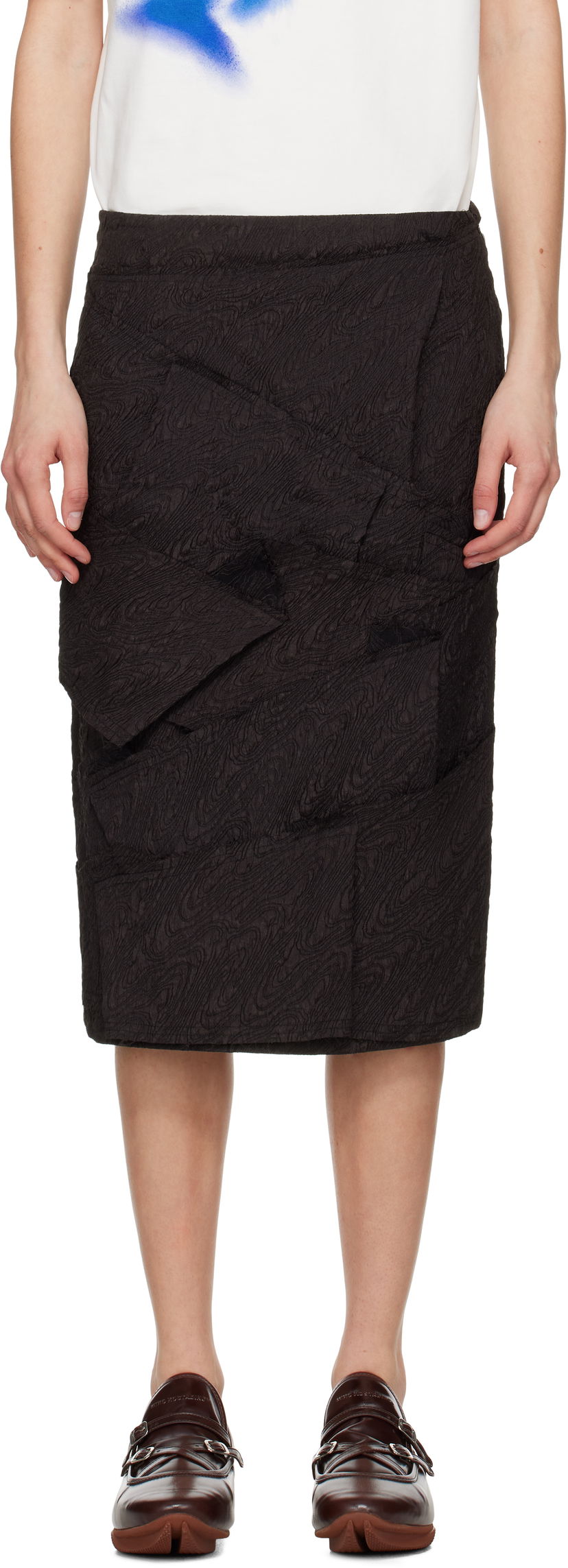 Спідниця ADER ERROR ADER error Raw Edge Midi Skirt чорний | BO01SSSK0203BK