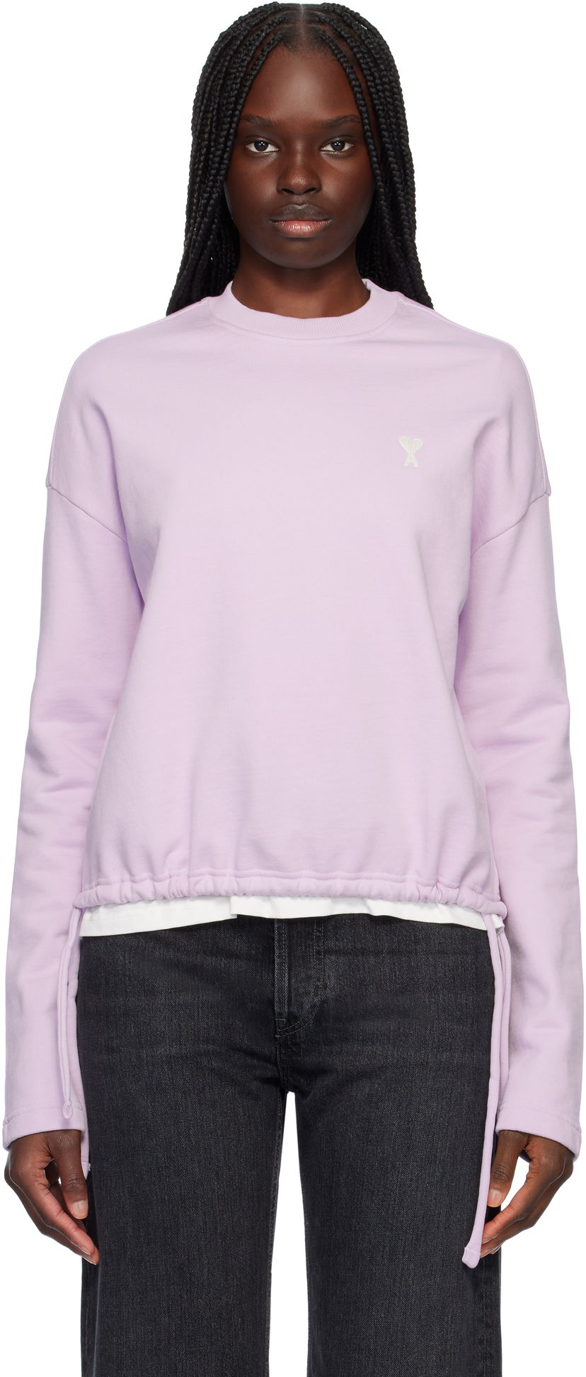 Cветр AMI AMI Paris Cotton De Coeur Drawstring Sweatshirt Фіолетовий | FSW060.730
