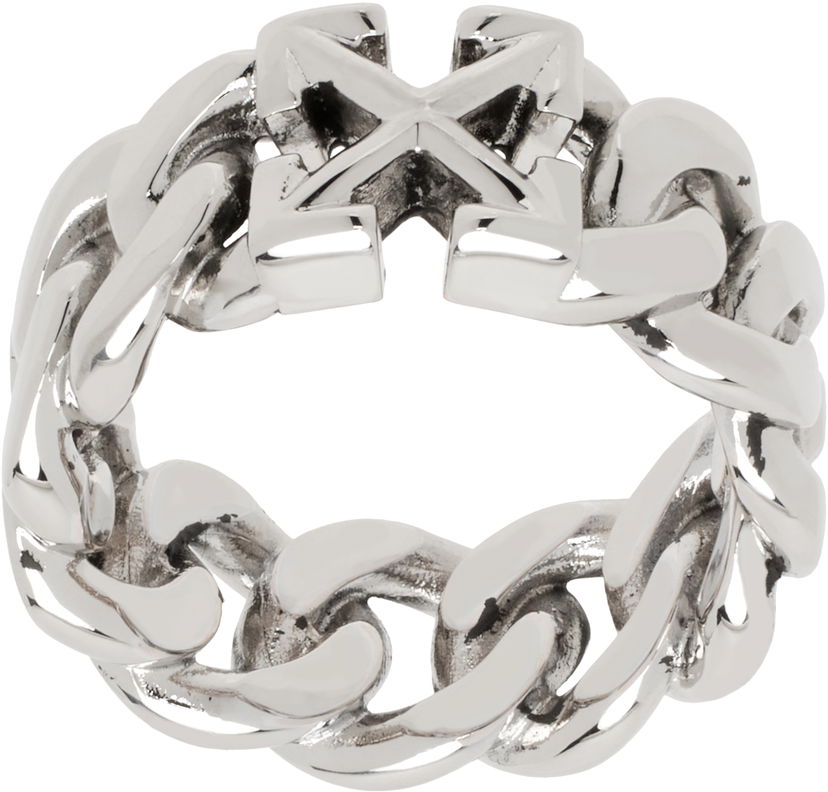 Кільце Off-White Chain Ring with Arrow Accent Металік | OMOC07DC99MET0017200