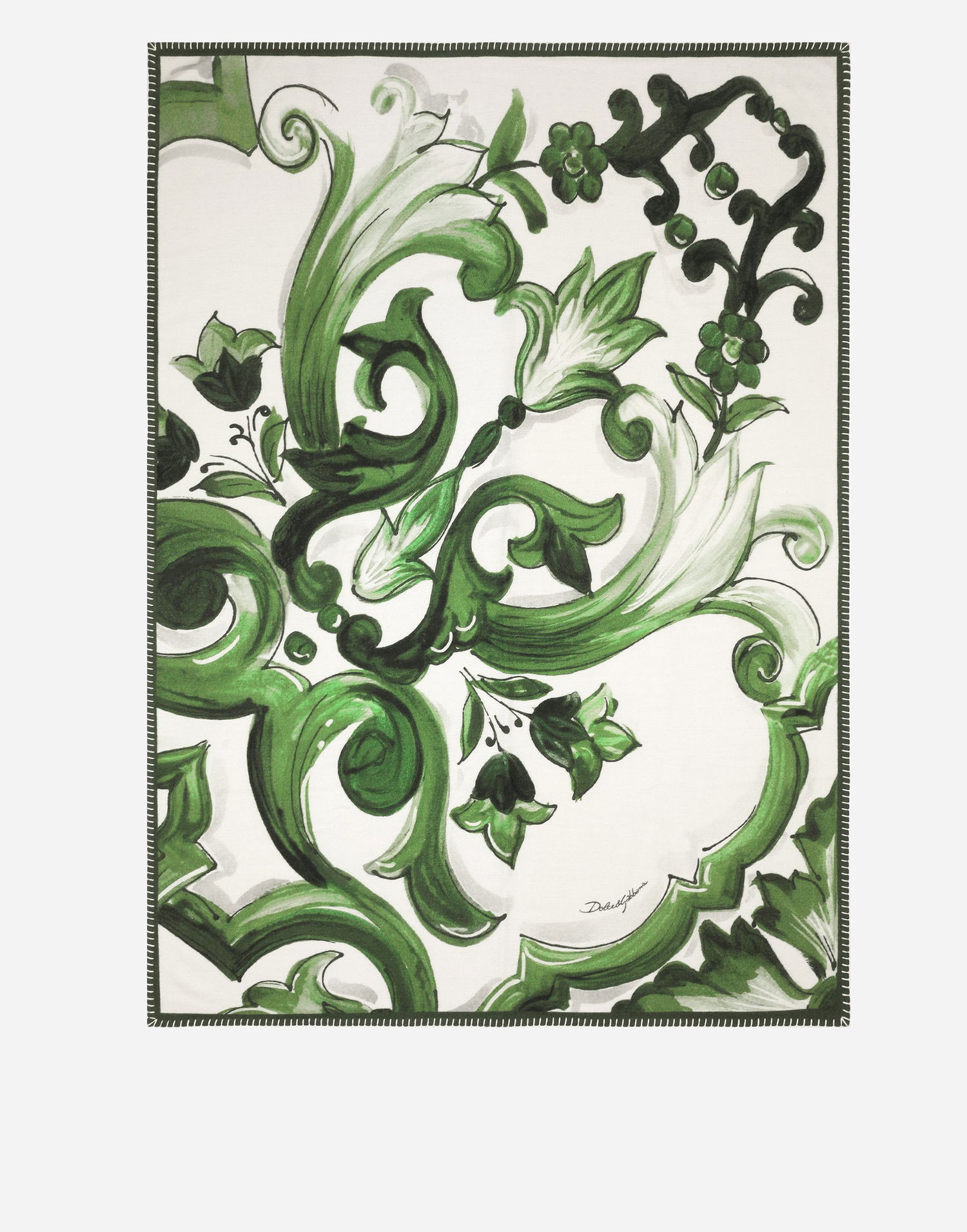 Домашній декор Dolce & Gabbana Dolce & Gabbana Silk And Wool Floral Scroll Blanket Зелений | TCE012TCAB6UV013, 0
