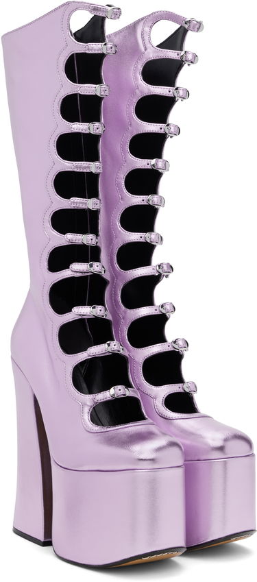 Догляд за взуттям Marc Jacobs Marc Jacobs 'The Metallic Kiki' Knee-High Platform Boots Фіолетовий | 2R4FBO001F01, 3