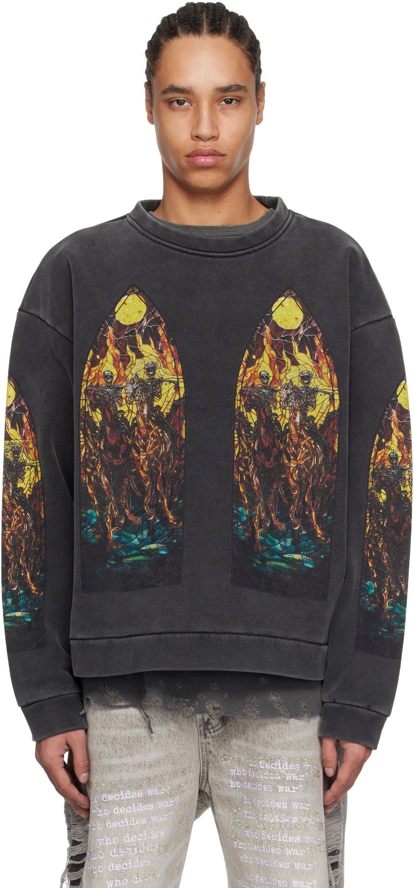 Cветр Who Decides War Who Decides War Anvil Crewneck Sweater чорний | 1110010030SS25