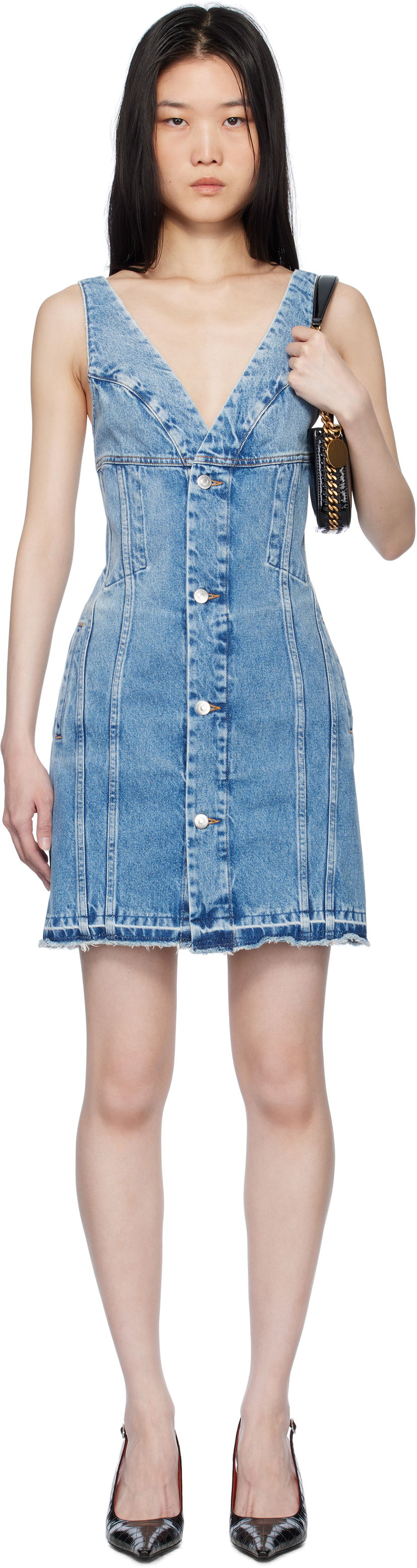 плаття Stella McCartney Stella McCartney Vintage Wash Denim Minidress Синій | 6D03553SQH05