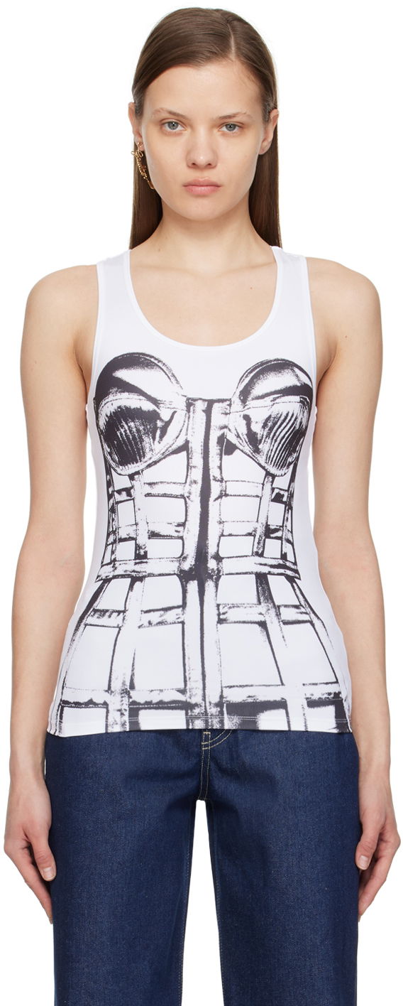 Безрукавка Jean Paul Gaultier Jean Paul Gaultier Trompe L'oeil Graphic Tank Top білий | 24/25-F-TO185-J550-0100