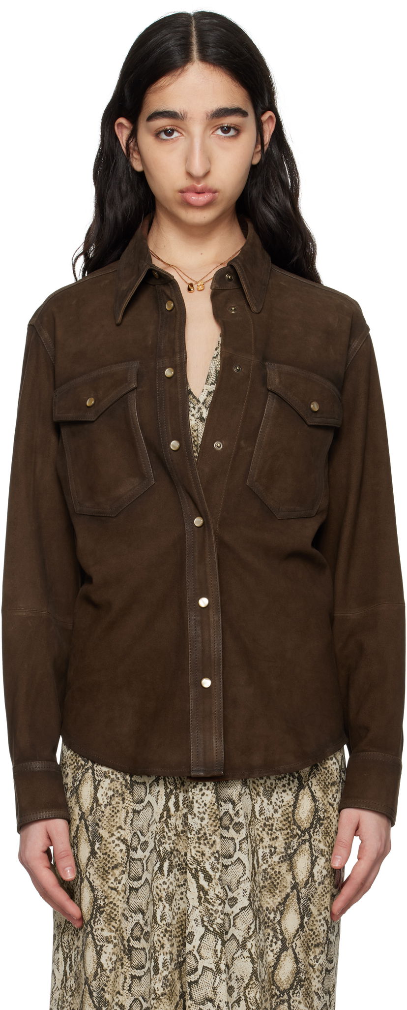 Сорочка ISABEL MARANT Isabel Marant Danisia Suede Shirt Коричневий | CH0231FA-C2B03I