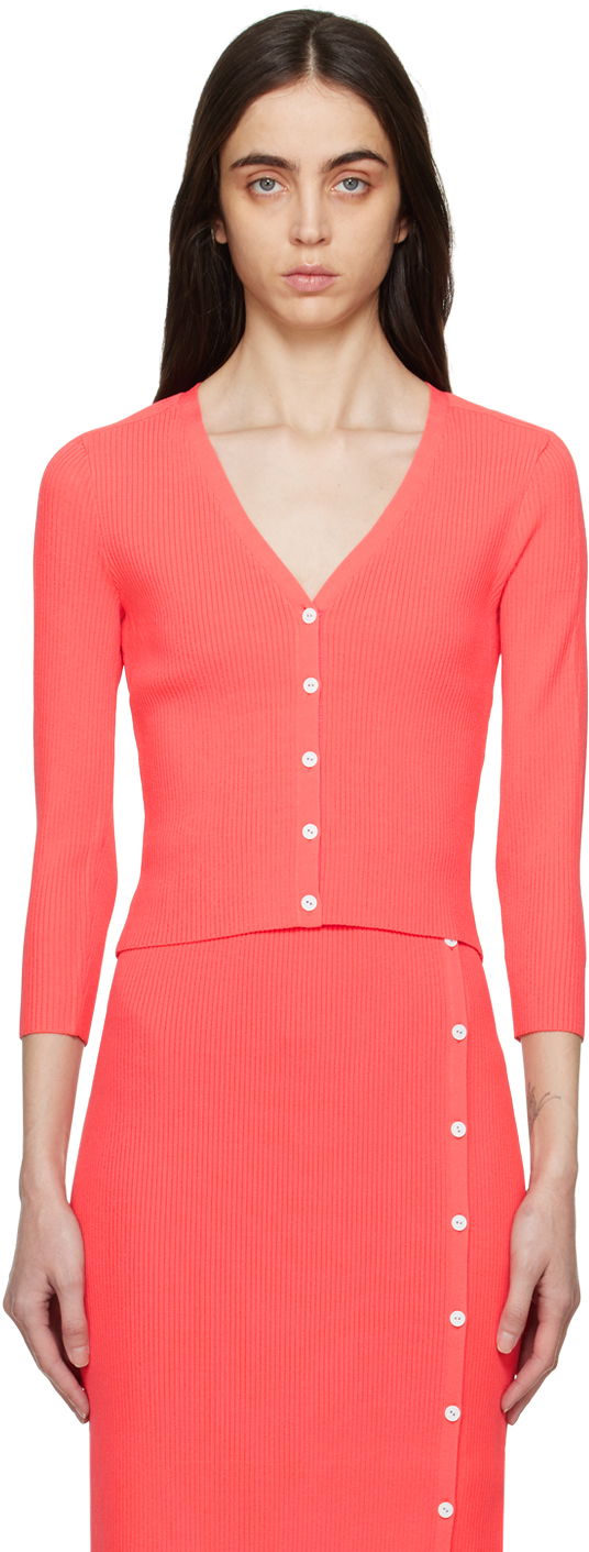Cветр rag & bone rag & bone Asher Ribbed Knit Cardigan Червоний | WAS23S025YL25