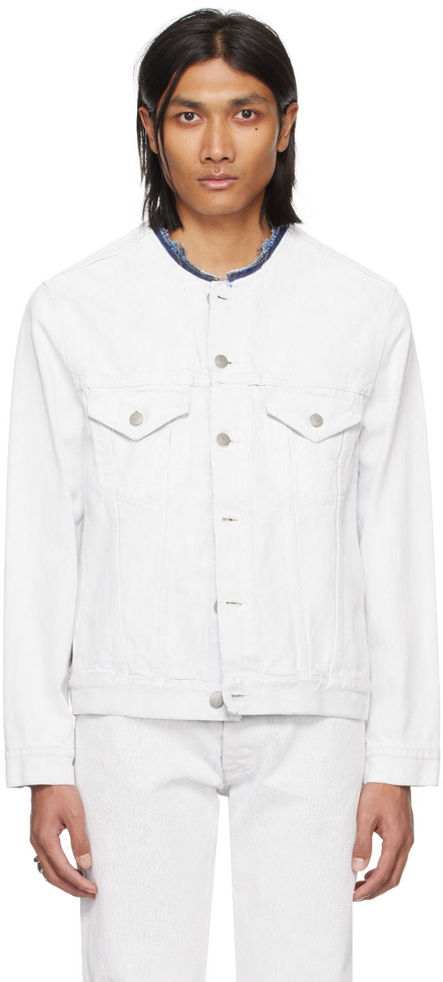 Куртка Maison Margiela Collarless Denim Jacket білий | SI1AM0007 S30561
