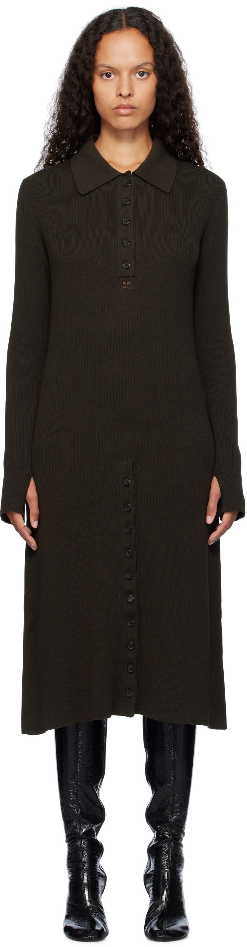 Cветр Courrèges Courrèges Midi Polo Dress Зелений | 324MRO468FI0049