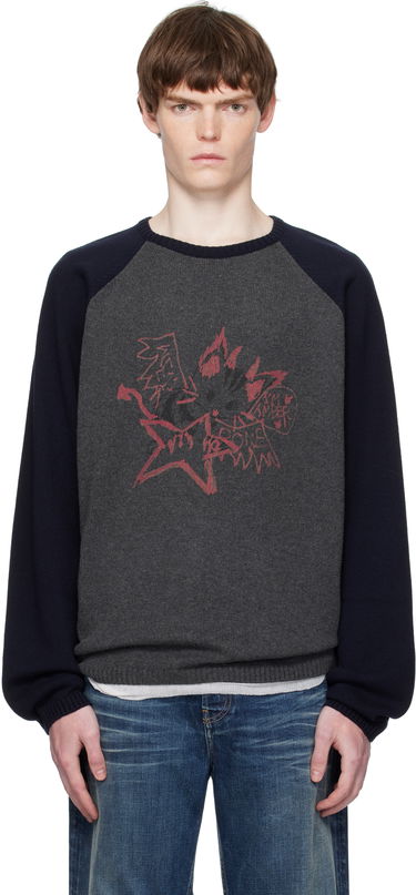 Cветр We11done We11done Printed Raglan Knit Pullover Sweater Сірий | WD-KO2-25-659-U-CH, 0