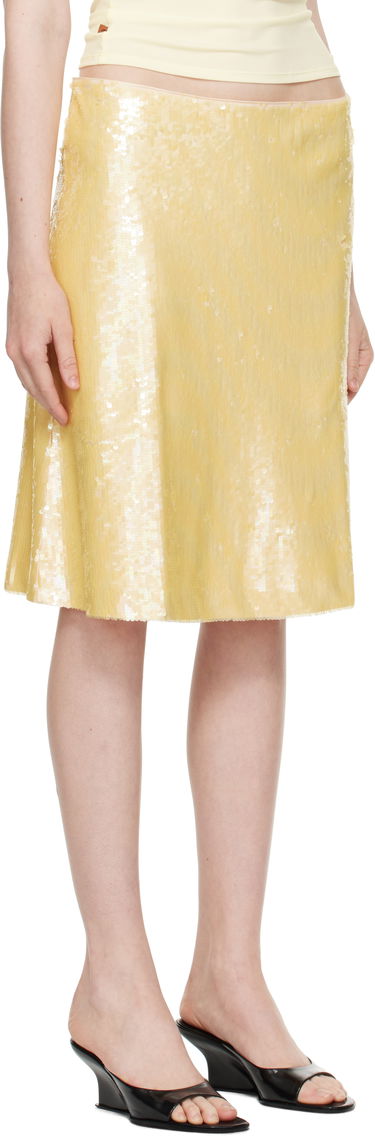 Спідниця GUIZIO Guizio Isabelle Sequin Midi Skirt Жовтий | S25302W119, 1