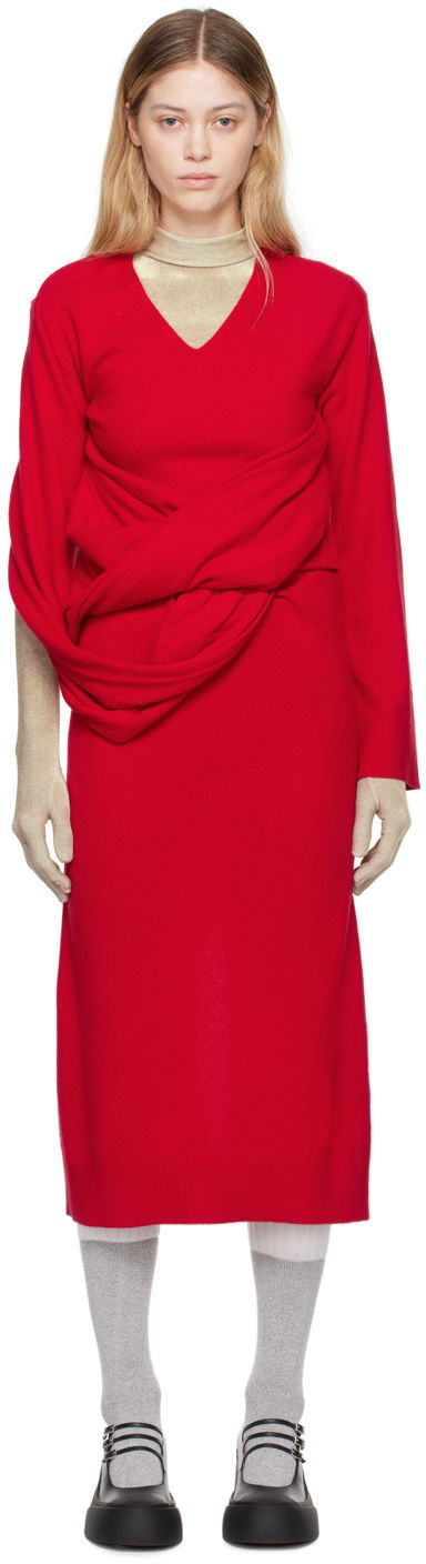 плаття JW Anderson Red Front Drape Maxi Dress Червоний | KW1219-YN0264