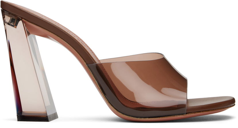Кросівки та взуття Amina Muaddi Brigitte Glass Heeled Sandals Коричневий | BRIGITTE GLASS SLIPPER PVC