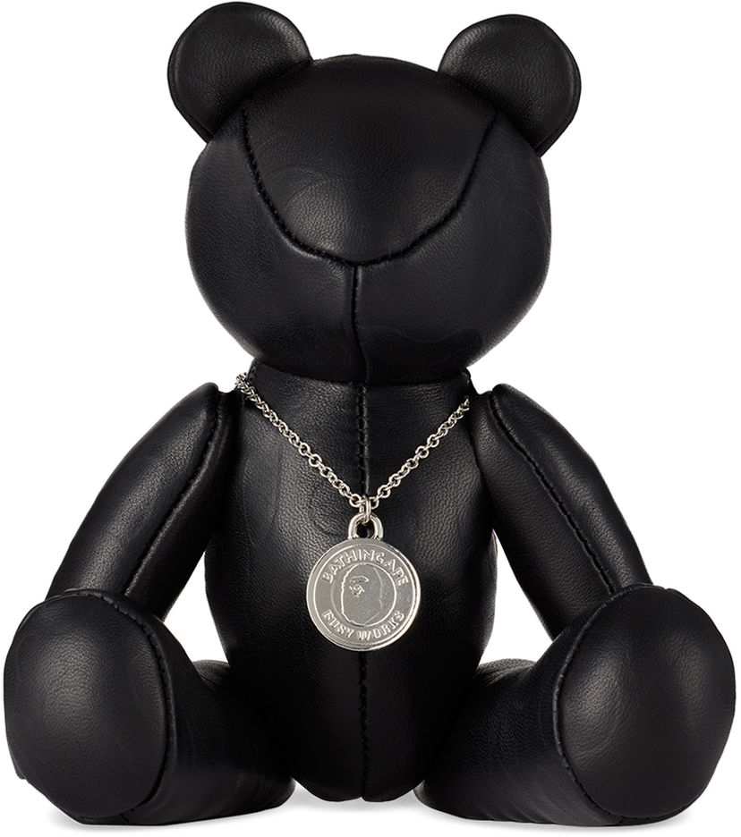 Flexstyle BAPE BAPE Black Solid Camo Leather Bear Plush Toy чорний | 001FGK301002M