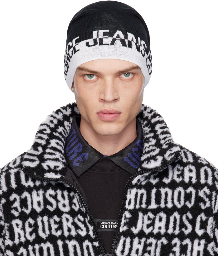 Шапка Versace Cut Logo Beanie чорний | E77GAZK57_EZG315