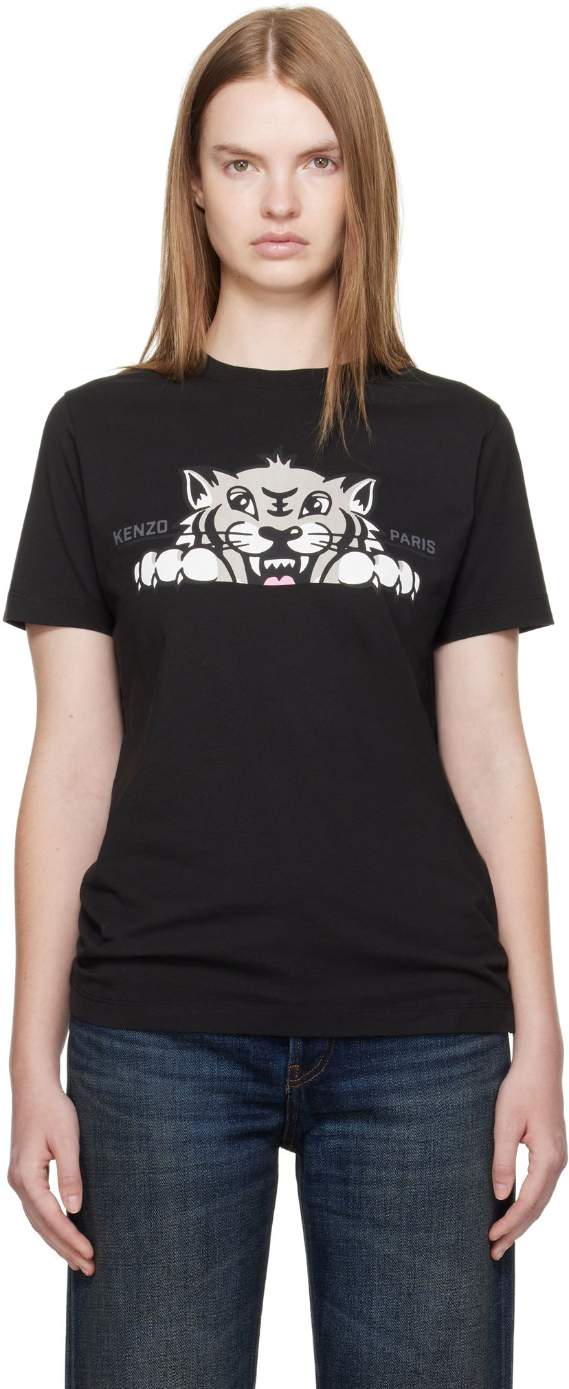 Футболка KENZO Kenzo Paris 'Happy Tiger' T-Shirt чорний | FF62TS3524SO