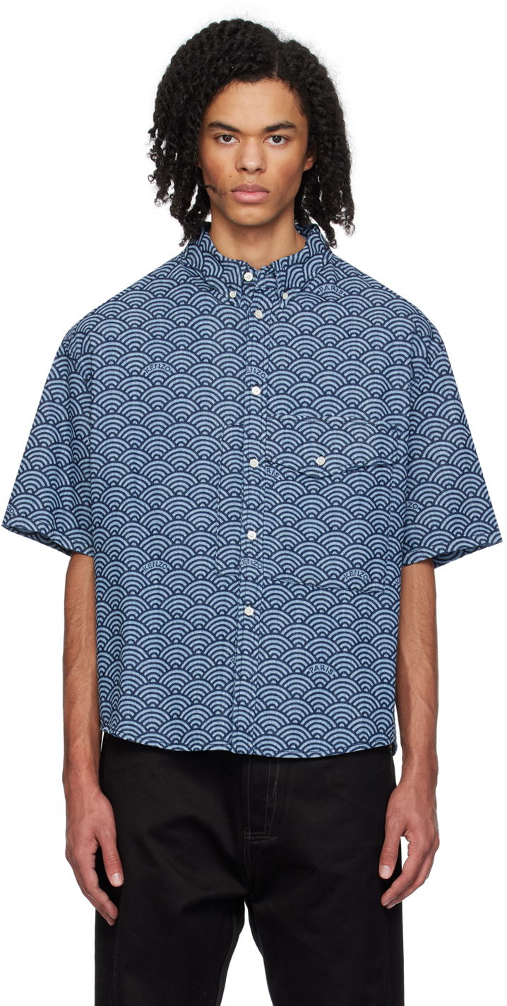 Сорочка KENZO Paris Seigaiha Denim Shirt Синій | FE55DC1016L1