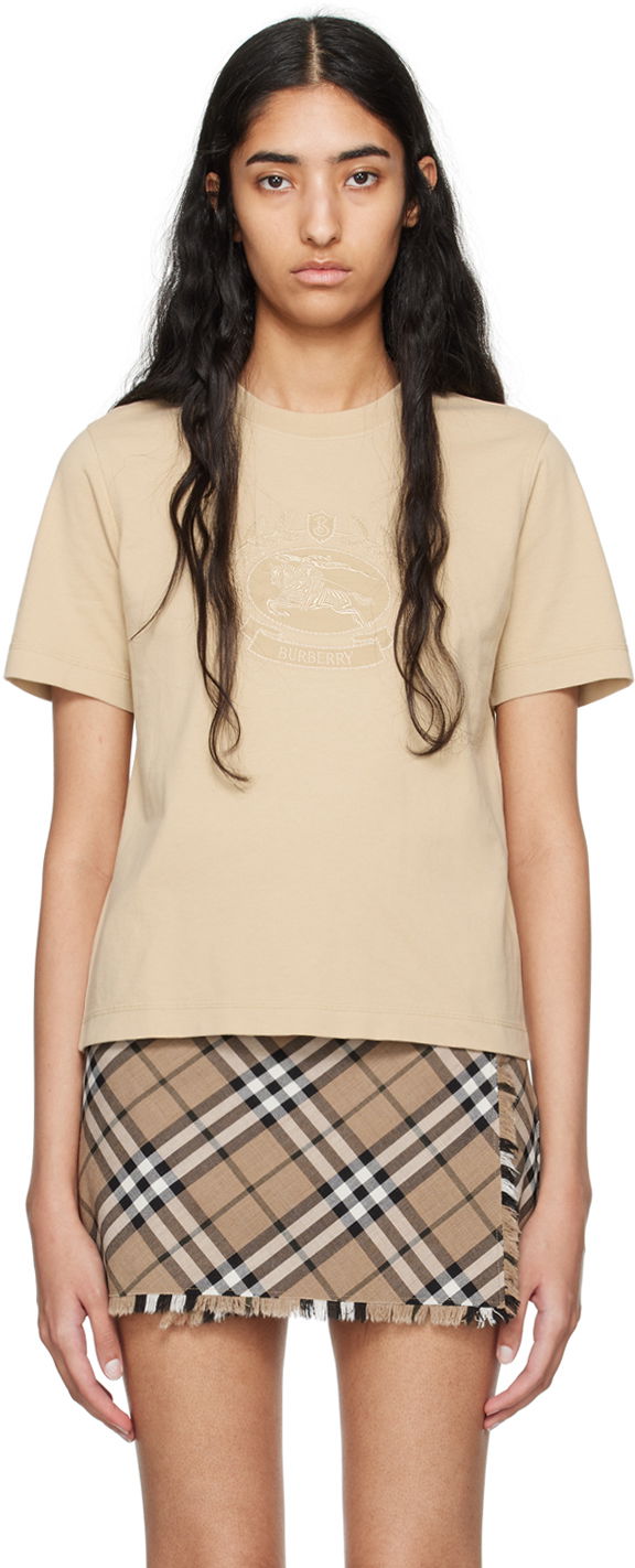 Футболка Burberry EKD Embroidered Logo T-Shirt бежевий | 8093654