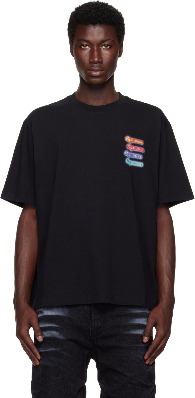 Футболка We11done We11done Neon Logo Short Sleeved T-Shirt чорний | WD-TT2-25-752-U-BK