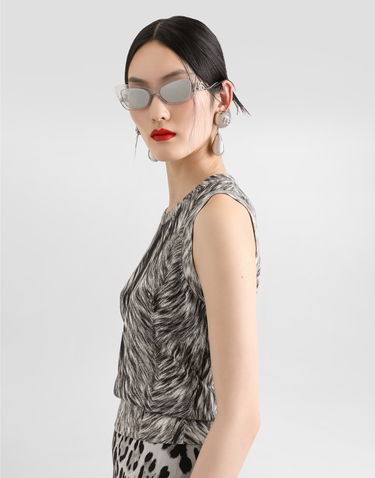 Безрукавка Dolce & Gabbana Dolce & Gabbana Silk Tank Top with Fur Print Сірий | FXT04TJAHLAHI3VQ, 3
