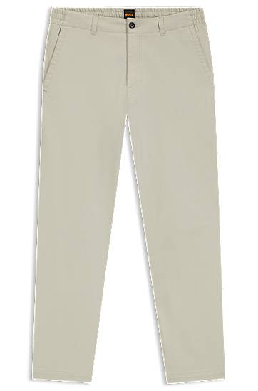 Штани BOSS Regular-Fit Cotton-Blend Twill Trousers бежевий | 50542986