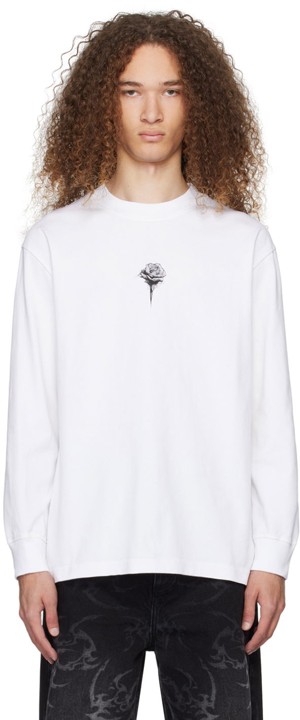 Футболка Han Kjøbenhavn Han Kjobenhavn Rose Graphic Long Sleeve T-Shirt білий | M-133231