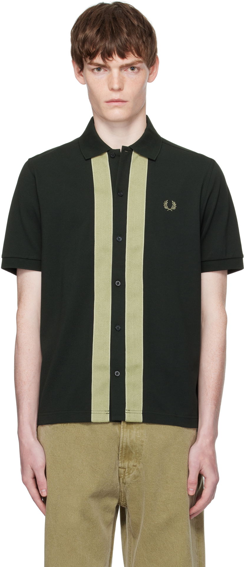 Сорочка поло Fred Perry Fred Perry Chenille Tape Button Through Polo Зелений | M9907
