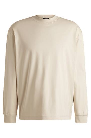 Cветр BOSS Relaxed Fit Mercerized Cotton Long Sleeve T-Shirt бежевий | 50531331