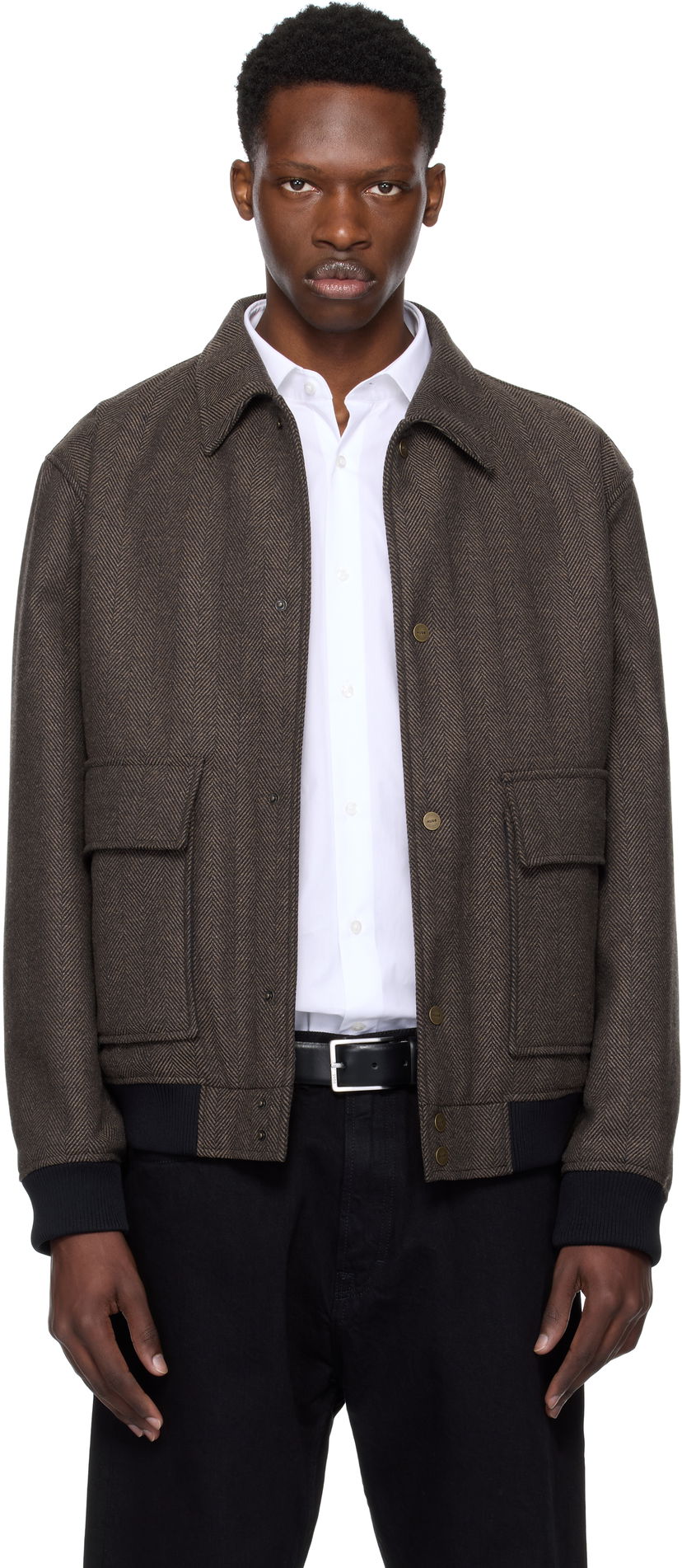 Куртка бомбер BOSS Hugo Herringbone Bomber Jacket Коричневий | 50542617
