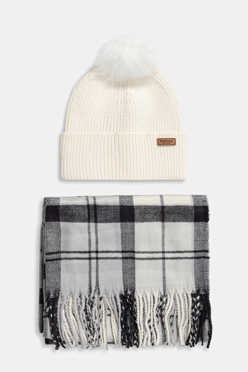 Шарф Barbour Barbour Beanie Hat and Scarf Set білий | LGS0054