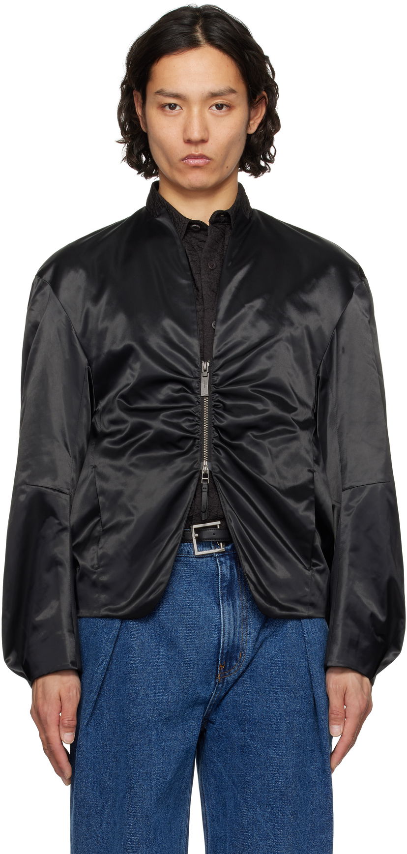 Куртка бомбер ADER ERROR ADER error Product. 20 Ruched Satin Jacket чорний | BO01SSJK0802BK