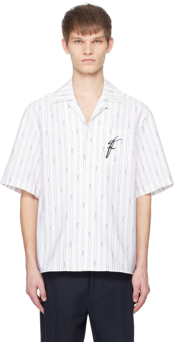 Сорочка FERRAGAMO Bowling Collar Pinstripe Shirt білий | 770864