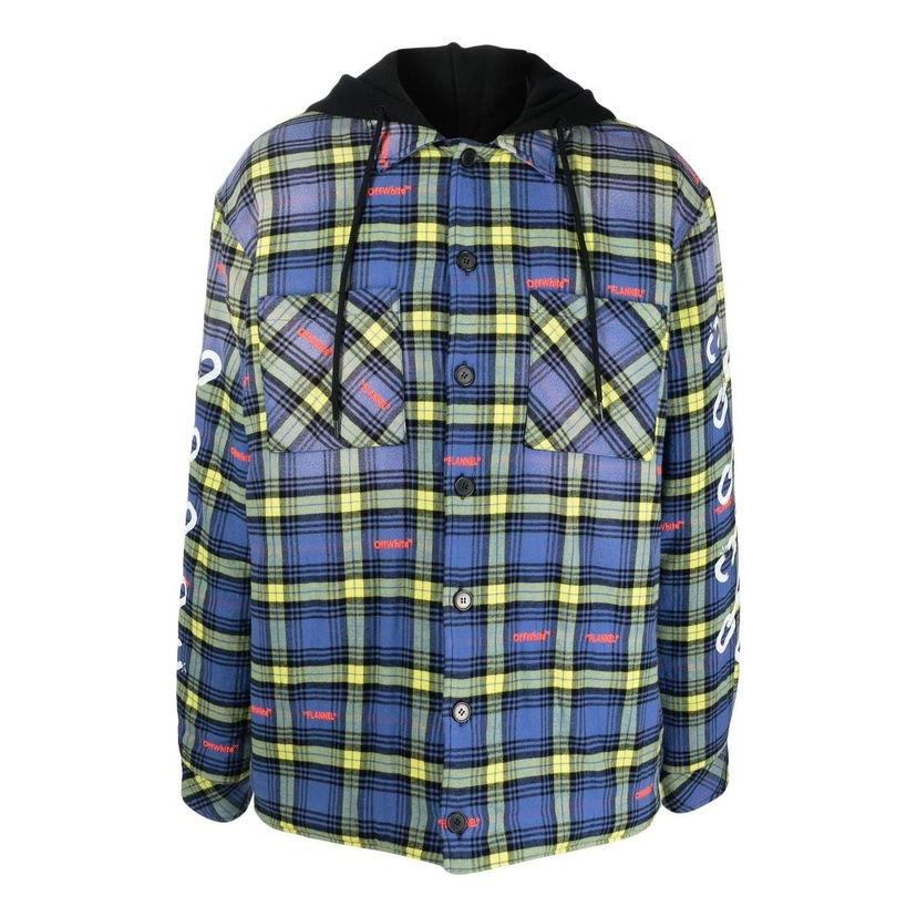 Сорочка Off-White Off-White Plaid Hooded Shirt Синій | OMEA360F22FAB0024201