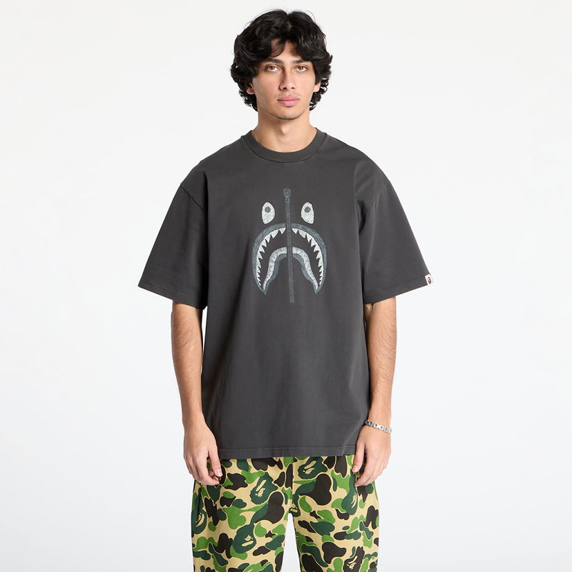 Футболка BAPE Garment Dye Shark Relaxed Fit Tee Сірий | 001CSK801316M BLK