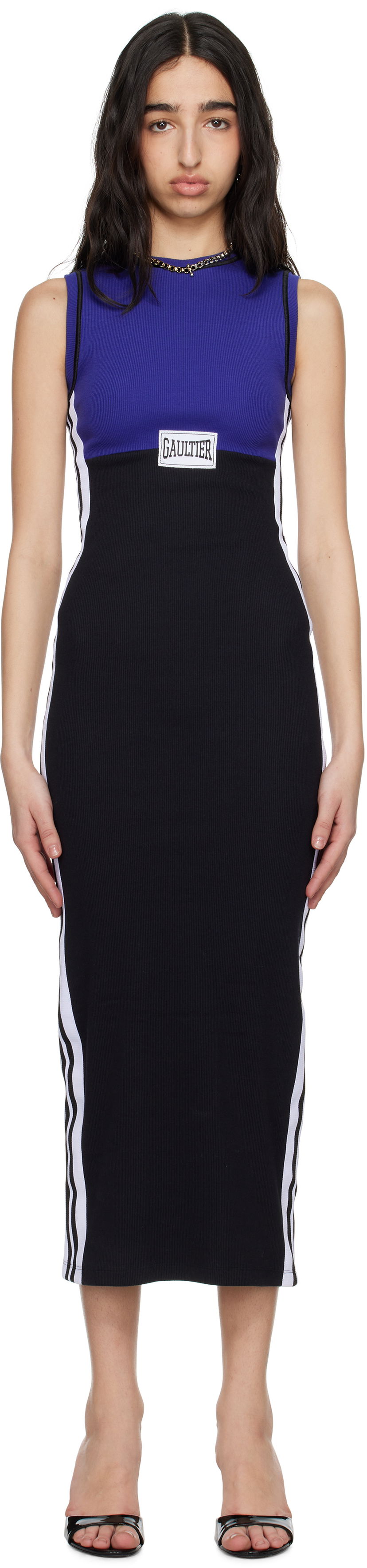 плаття Jean Paul Gaultier Jean Paul Gaultier Cotton Ribbed Midi Dress чорний | 25/34-F-RO408P-J088-5900