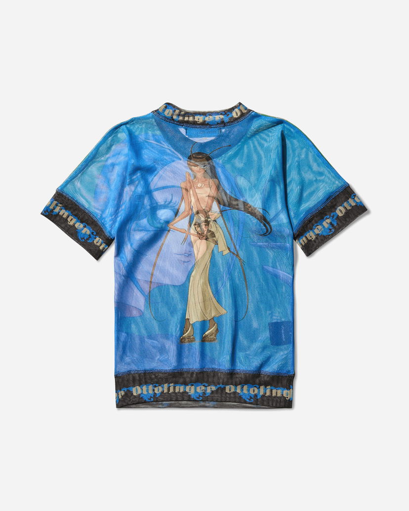 Футболка Ottolinger Julien Ceccaldi Printed Mesh T-Shirt Синій | 10110040105 PRIGRN