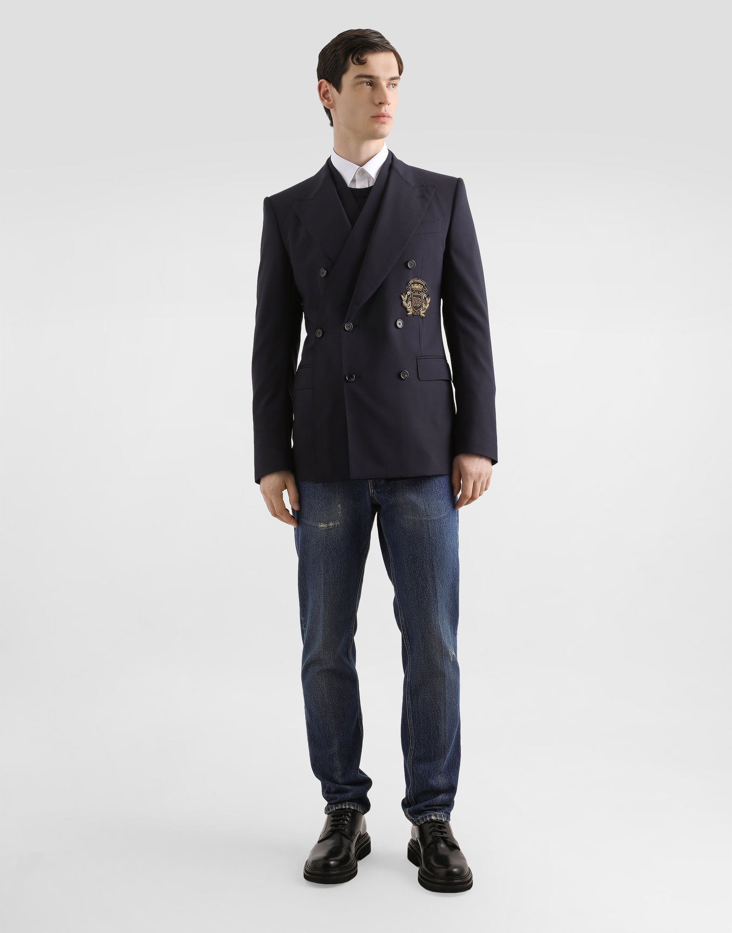 Куртка Dolce & Gabbana Dolce & Gabbana Double-breasted Sicilia Wool Canvas Jacket темно-синій | G2VE2ZFUBF2B0665, 1