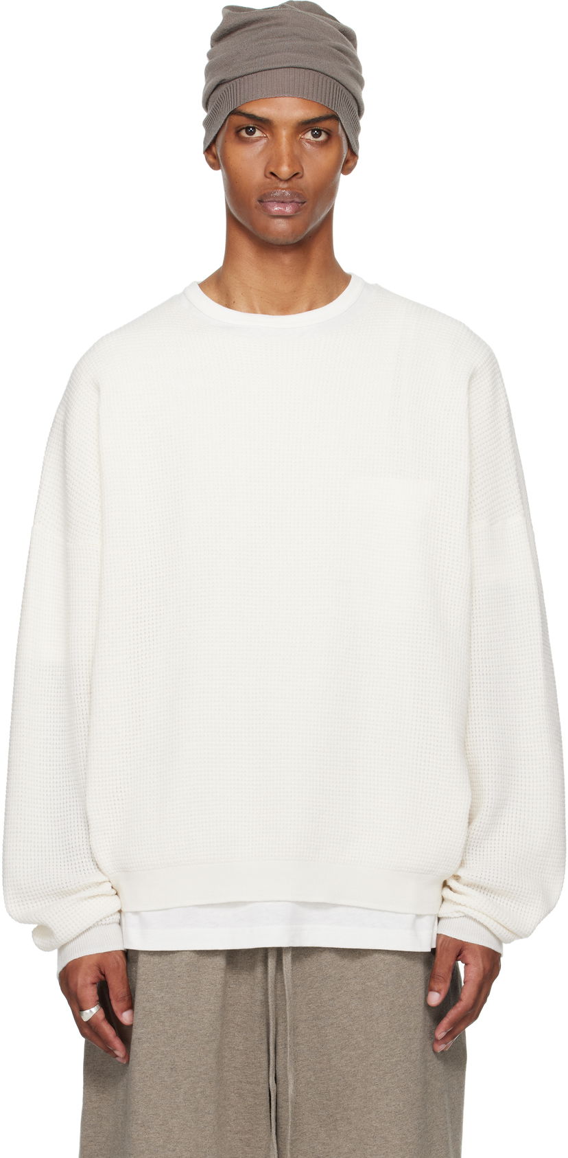 Світшоти Fear of God Fear of God ESSENTIALS Waffle Long Sleeve Crewneck Sweatshirt білий | 192SP256164F