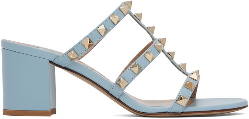 Аксесуари Valentino Valentino Garavani Rockstud Calfskin Heeled Sandals Синій | 5W2S0C47VOD
