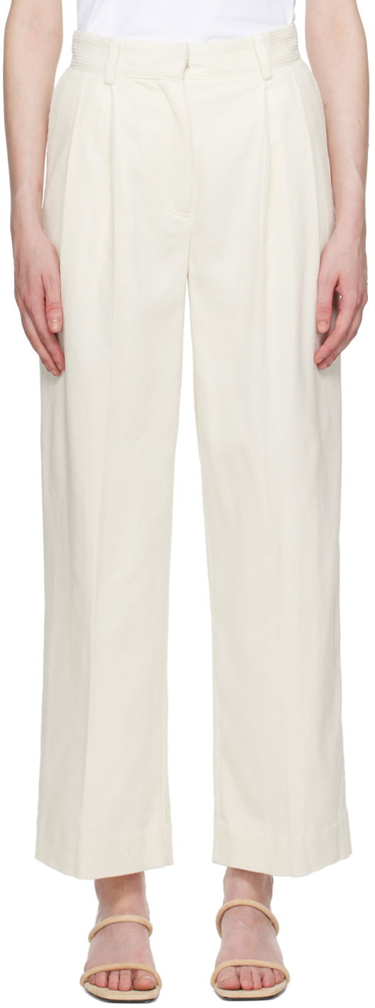 Штани TOTEME TOTEME Pleated Wide-Leg Trousers білий | 243-WRB0202-FB0191