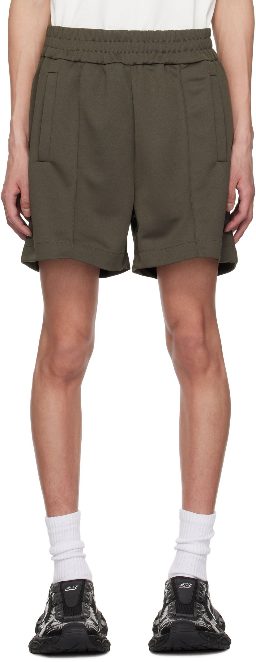Шорти Palm Angels Palm Angels Curved Logo Shorts Зелений | PMCL008S25FAB0011303