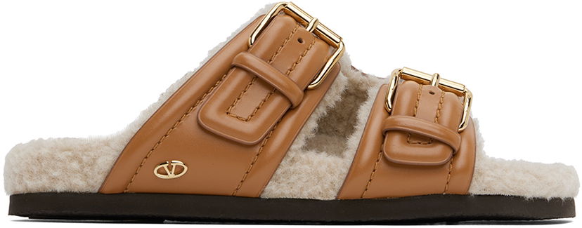 Аксесуари Valentino Valentino Garavani Fussfriend Shearling Slide Sandals Коричневий | 5W2S0IZ4SQP
