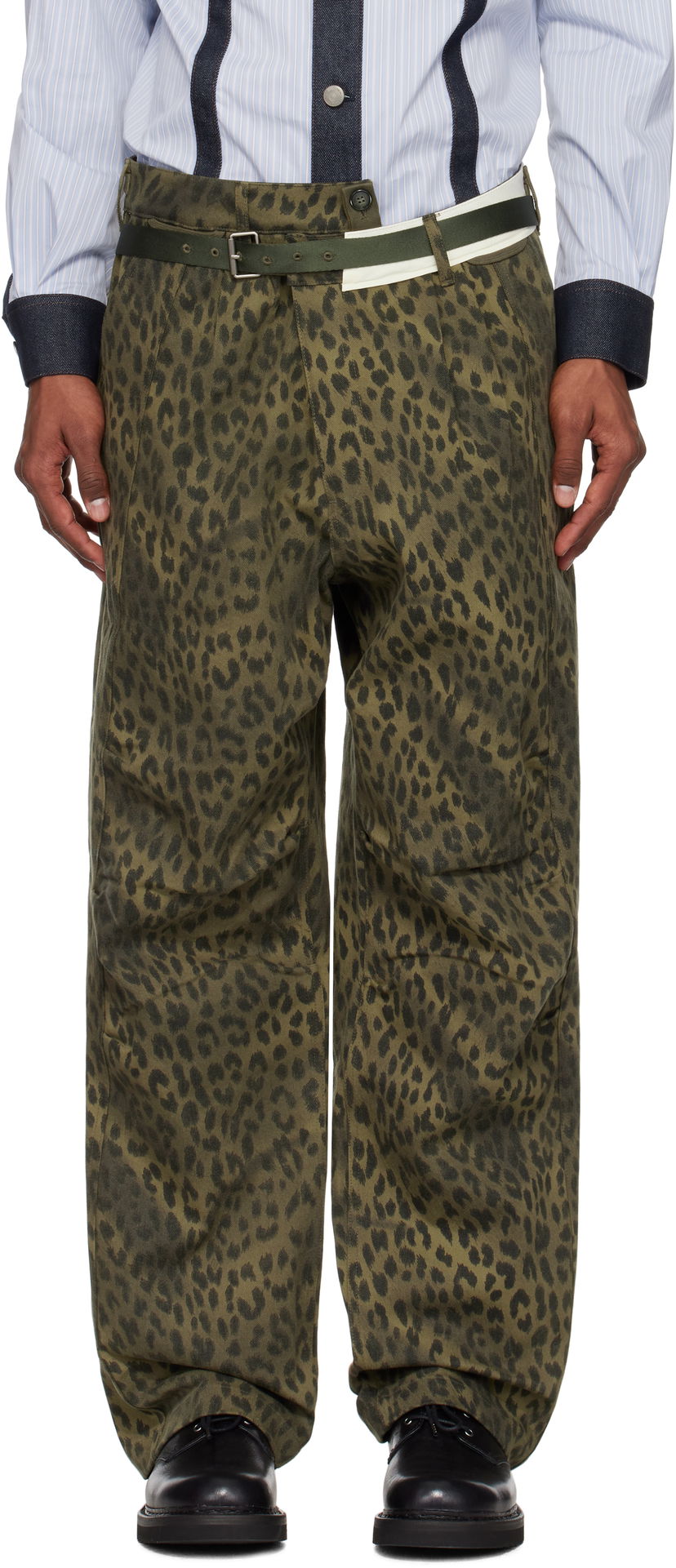 Джинси Andersson Bell Andersson Bell Leopard Cross-Over Wide Leg Jeans Зелений | apa803u