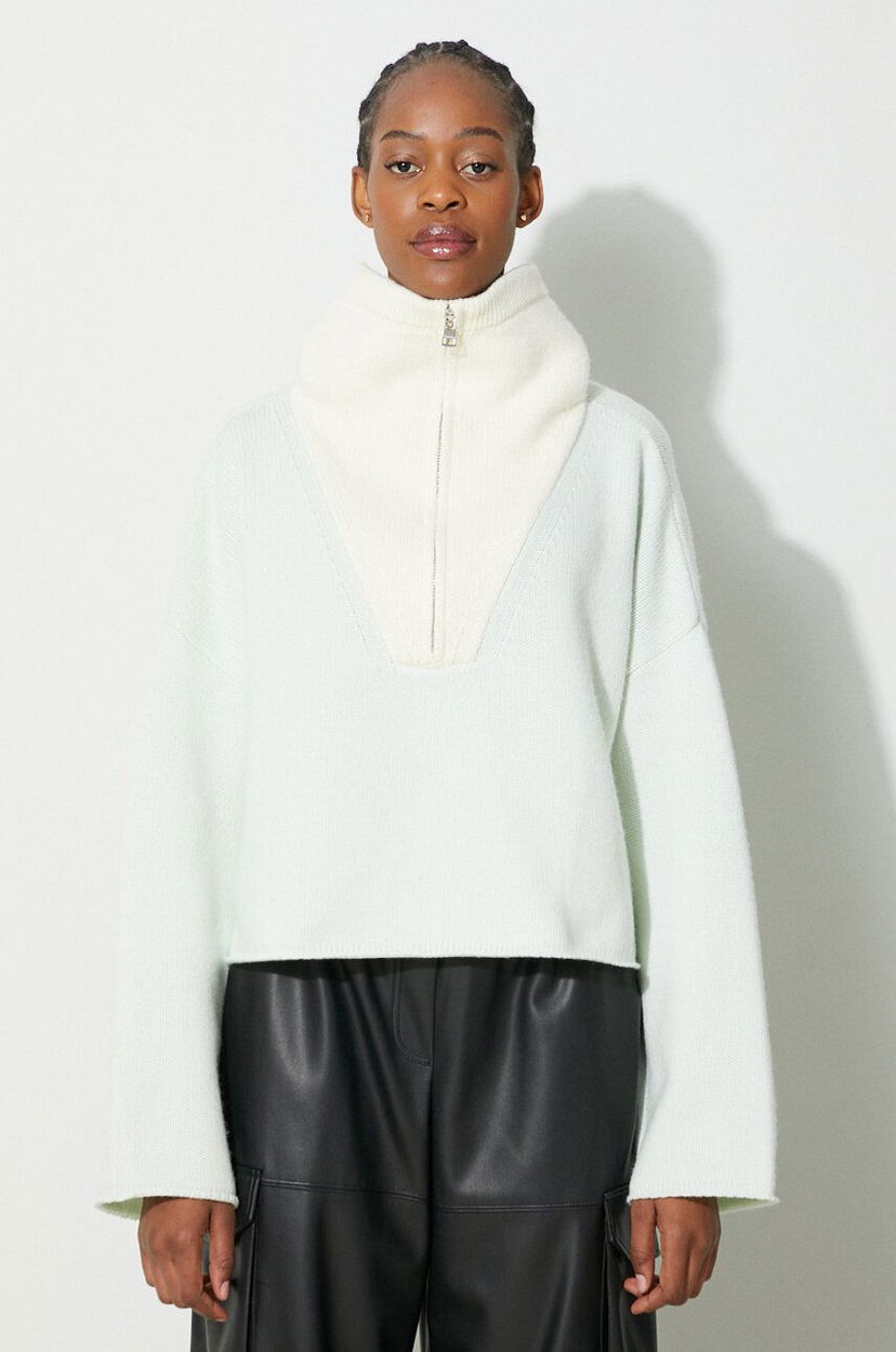 Cветр JW Anderson Half Zip Cropped Sweater Зелений | KW0579.YN0157